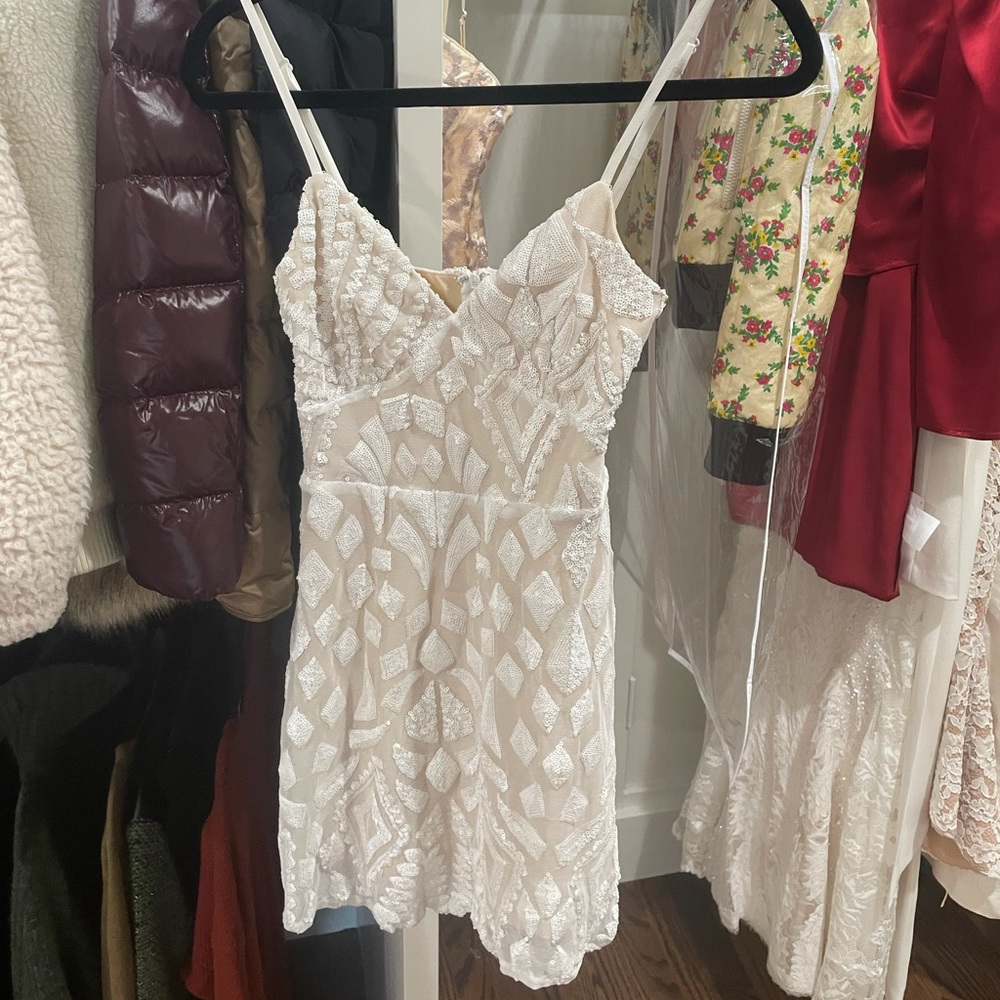 Superdown by Revolve XXS mini sequin white dress